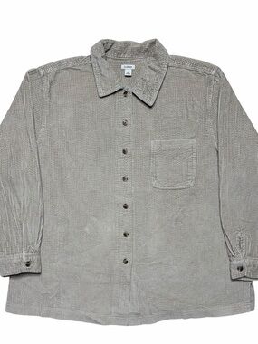 Vintage LL Bean Wide Wale Corduroy Shirt Jacket Shacket Beige Tan Size XL